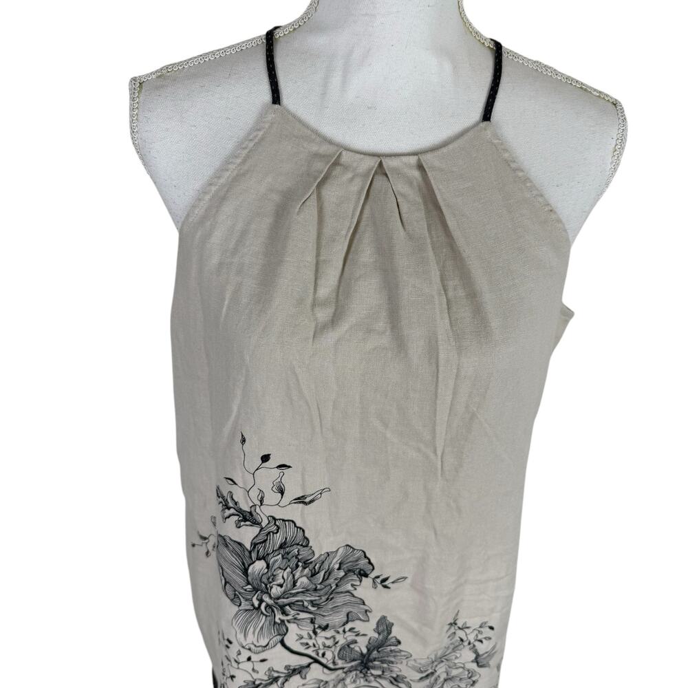 Loft Women Linen Blend Dress Size 8 Floral Coastal Beach Boho Travel Vacation - Picture 2 of 7